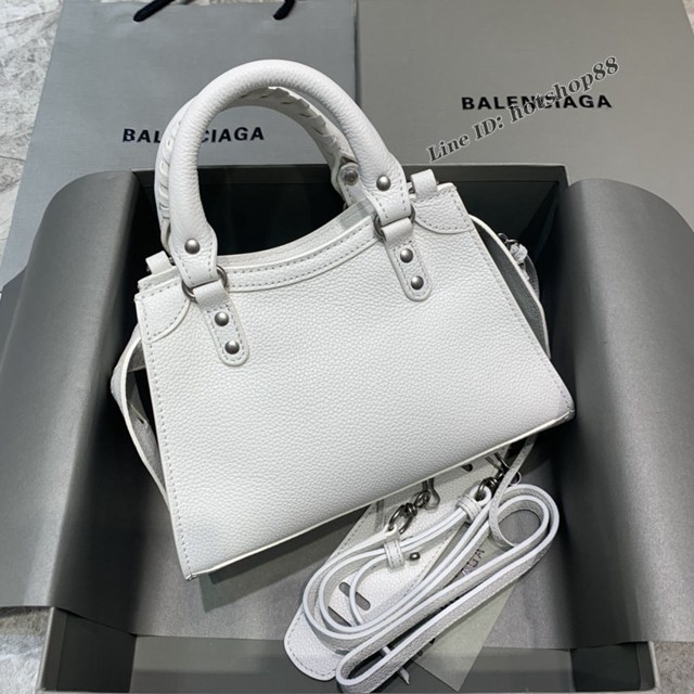 Balenciaga專櫃爆款荔枝紋白色手袋手提包 638512 巴黎世家小號Neo Classic機車包 fyj1452